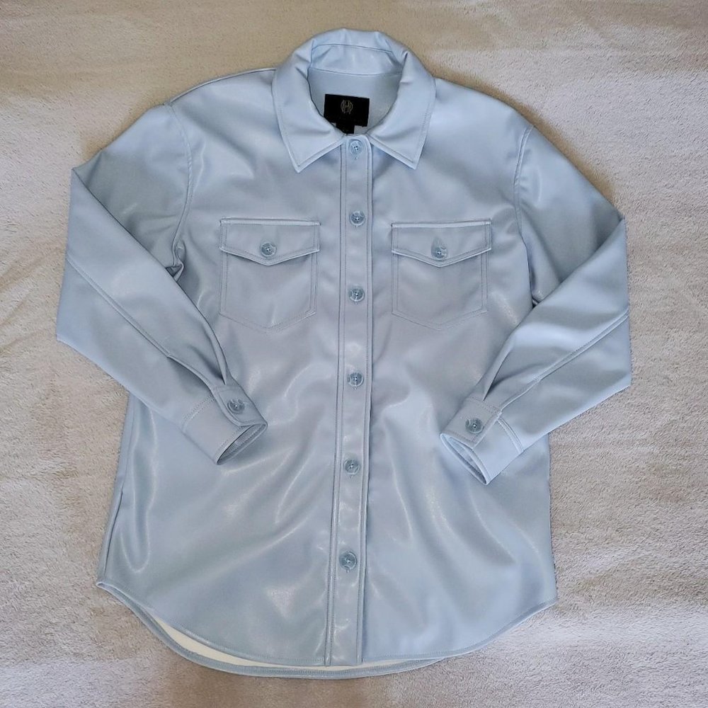 House of Harlow sky tone pleather jacket